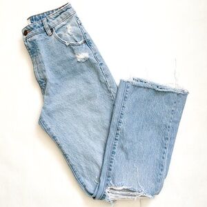 ROLLA'S Light Blue Distressed High Rise Straight Jeans